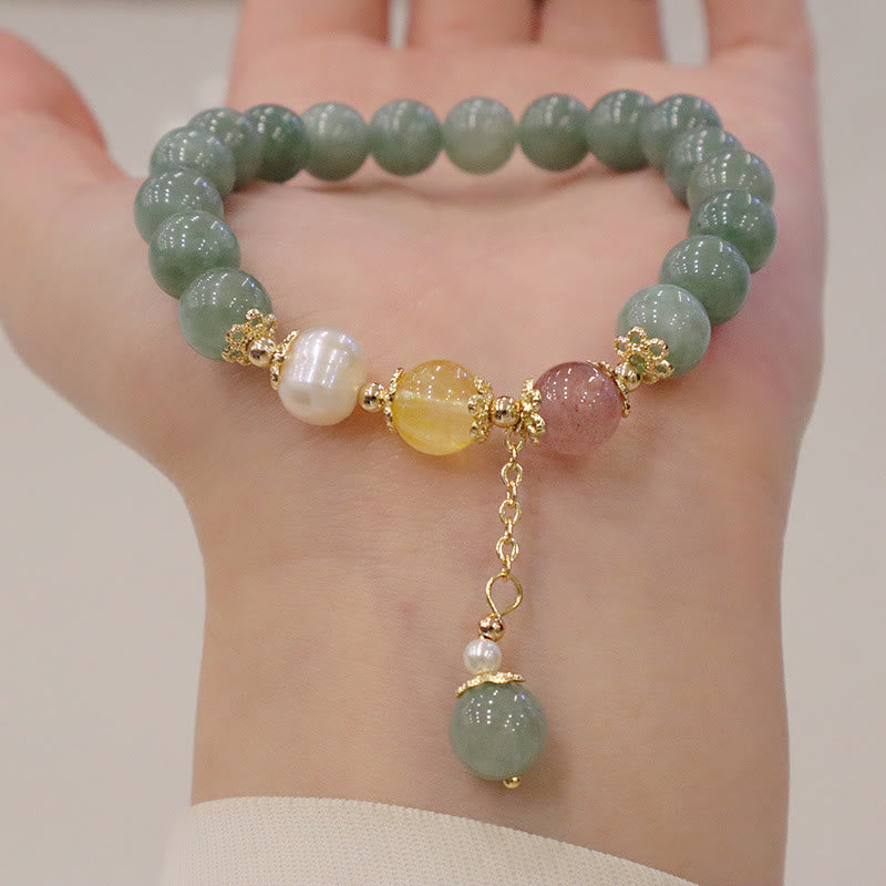Jade Prosperity Abundance Bead Bracelet for Luck