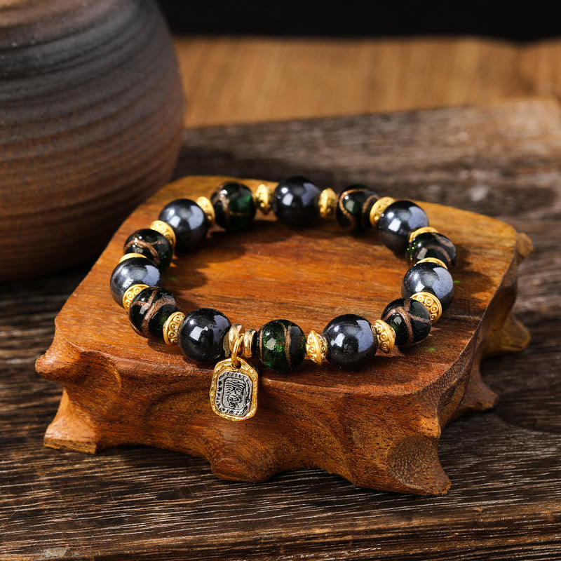 10mm Liuli Glass Lucky Zakiram Wealth Bracelet