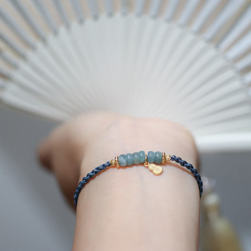 925 Sterling Silver Jade Fu Character Luck Bracelet