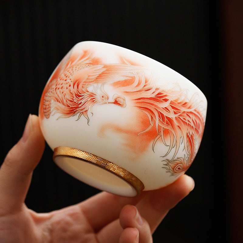 Porcelain Phoenix Tea Cup 180ml | Zen Ceramic Decor
