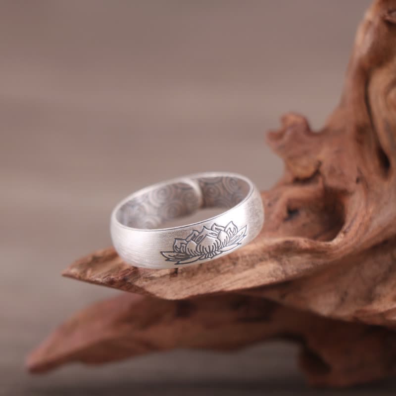 Adjustable 999 Silver Lotus Elephant Blessing Ring