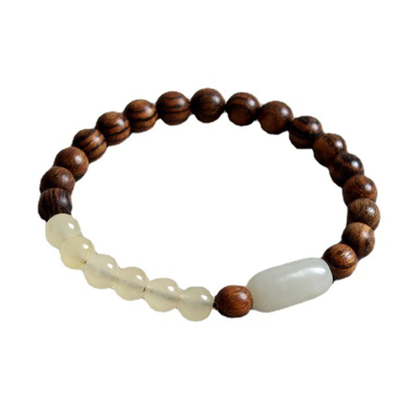 8mm Jade Sandalwood Mala Luck Abundance Bracelet