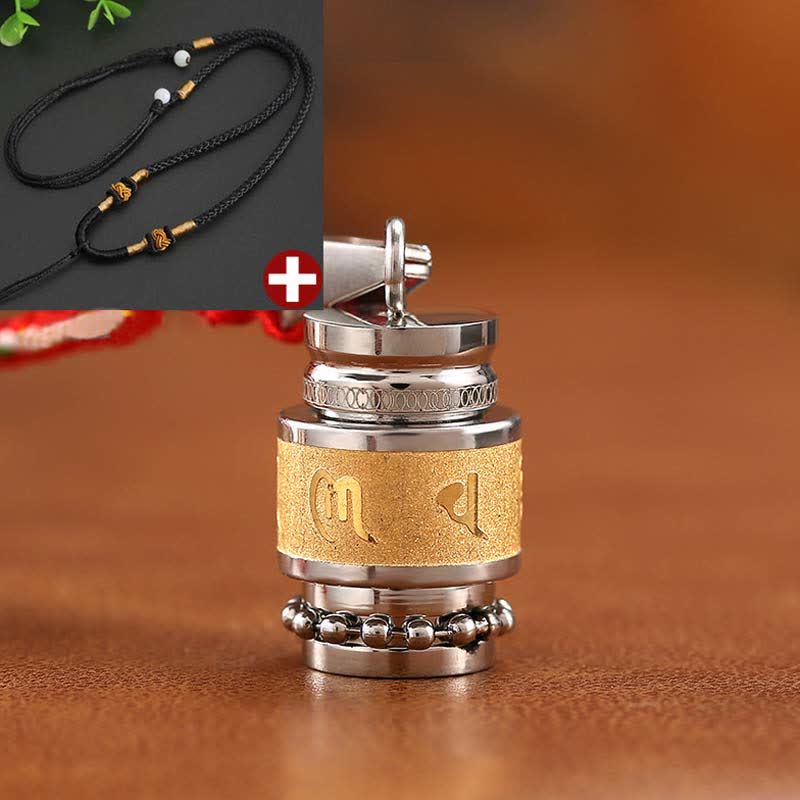 Om Mani Padme Hum Titanium Steel Wisdom Pendant 1.2cm