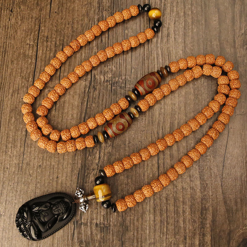 Tibet 108 Beads Bodhi Seed Zodiac Charm Mala Bracelet
