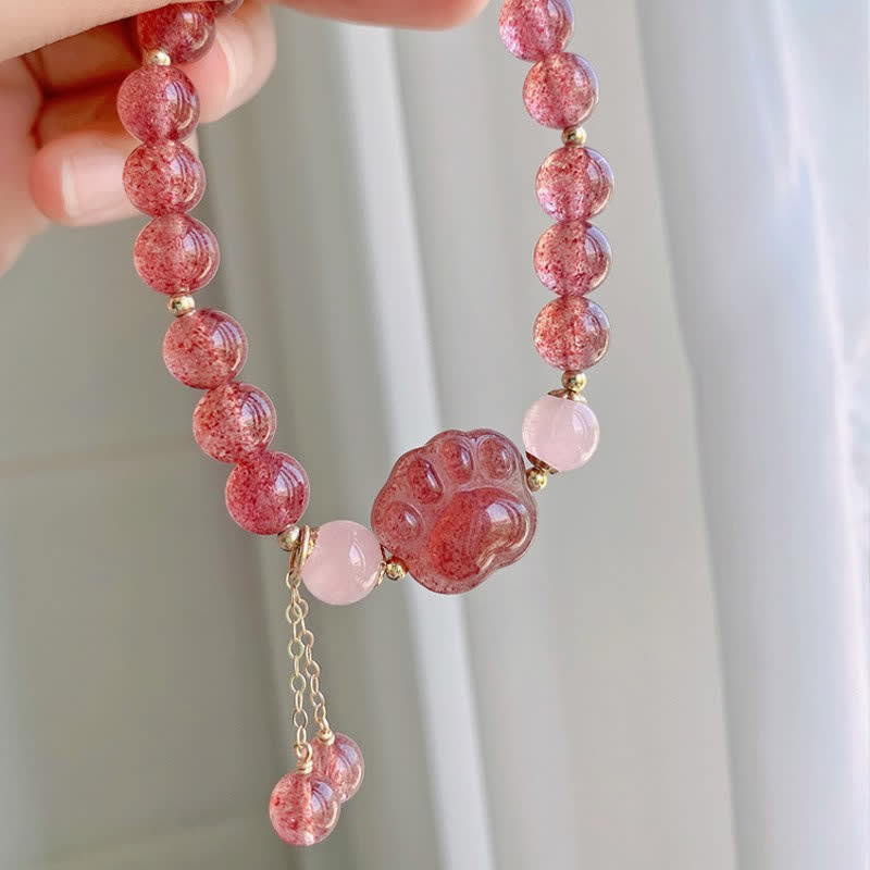 8mm Strawberry Quartz Love Bracelet for Healing & Euphoria
