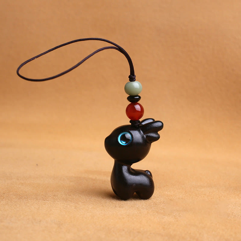 Sandalwood Wood 35mm Mini Deer Protection Key Chain