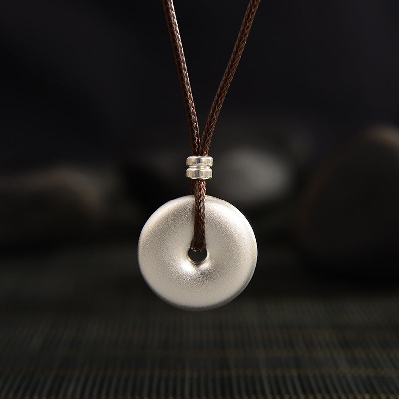 999 Sterling Silver Spiritual Peace Buckle Necklace 18mm Pendant