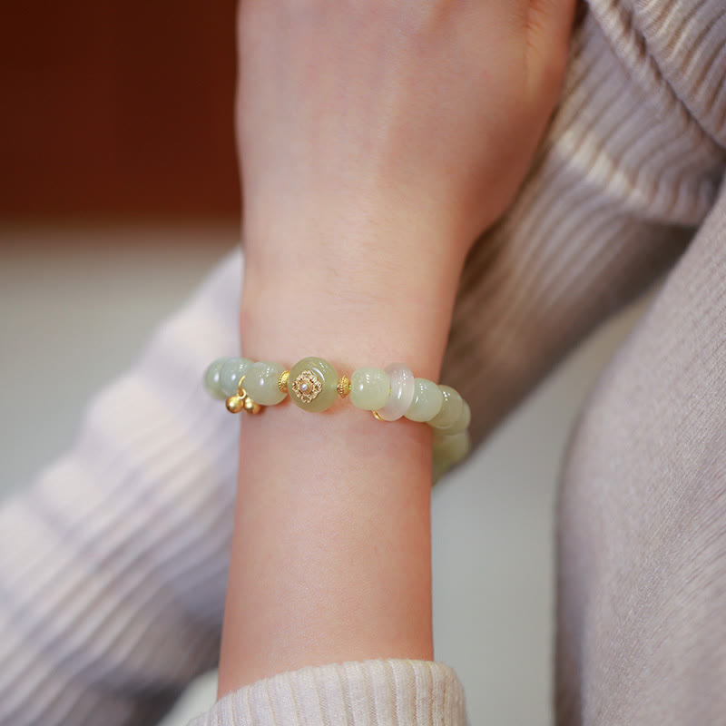 Natural Hetian Jade Luck Bracelet and Necklace Set