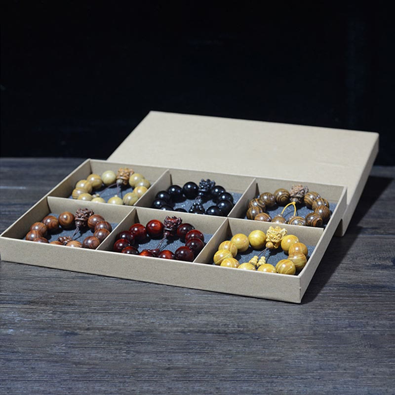 Dragon Carved Protection Bracelet in Rosewood & Sandalwood 20mm Beads