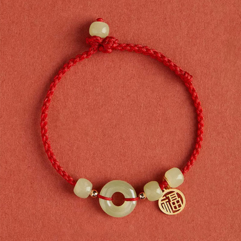 Jade Lotus Peace Buckle String Bracelet for Abundance