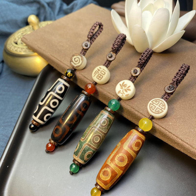 Nine-Eye Dzi Bead Zen Decor | Wealth & Protection Charm