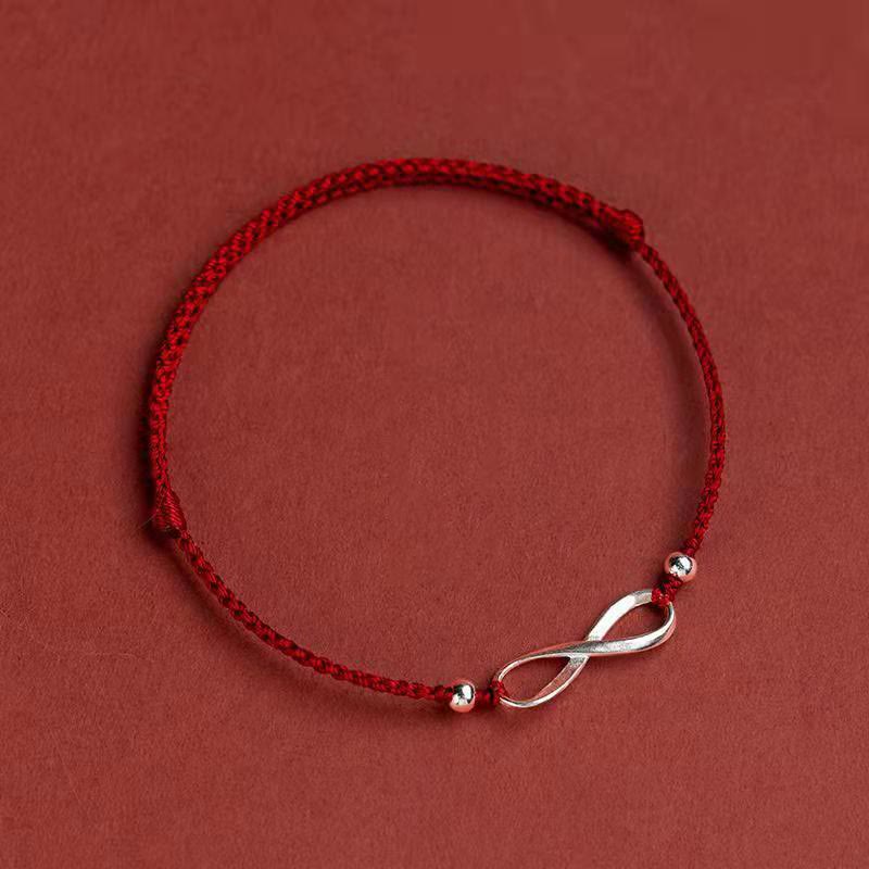 925 Sterling Silver Red String Bracelet Endless Knot Protection