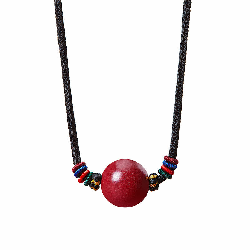 16mm Cinnabar Bead Blessing Pendant Necklace