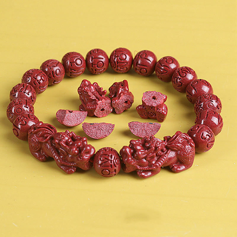 8mm Natural Double Pixiu Cinnabar Wealth Bracelet