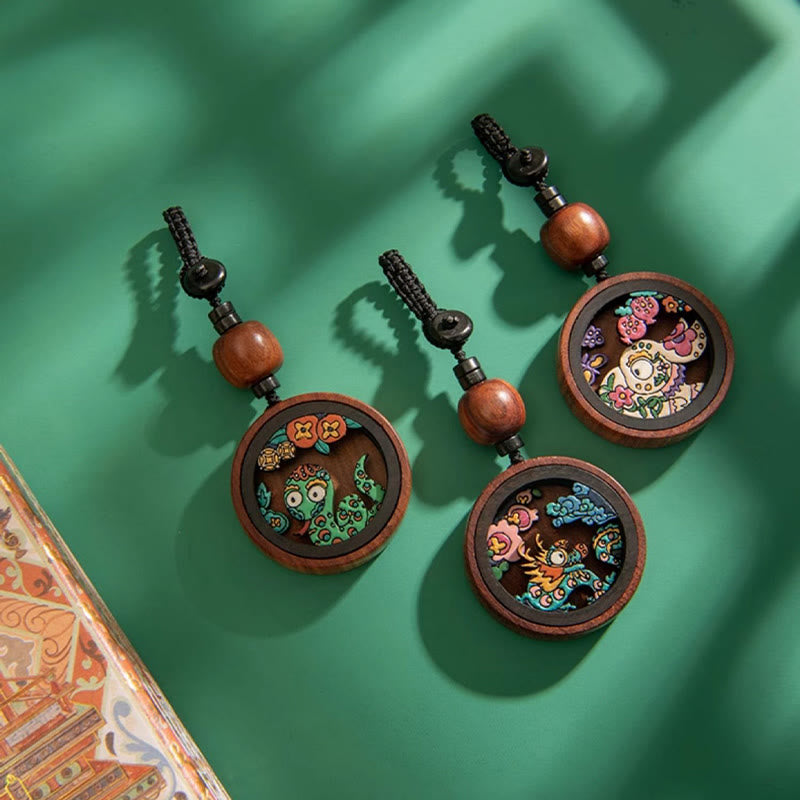 Year Of The Dragon Rosewood Zodiac Key Chain