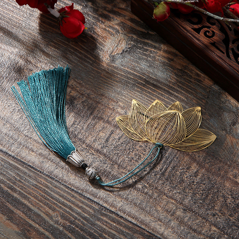 Lotus Flower Brass Hollow Bookmark | New Beginnings