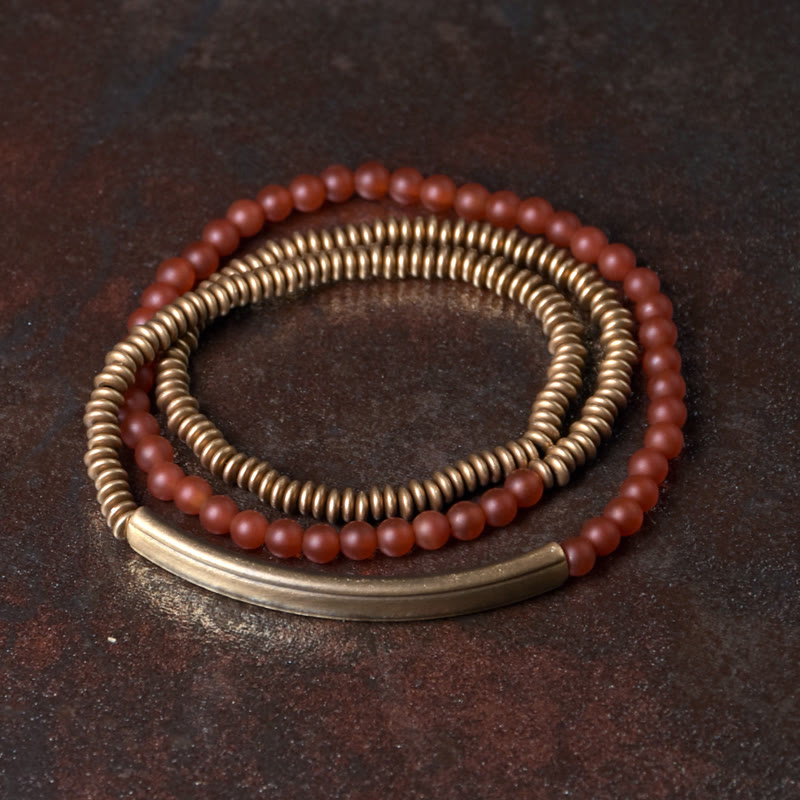 Triple Wrap Agate Stone Protection Copper Bracelet