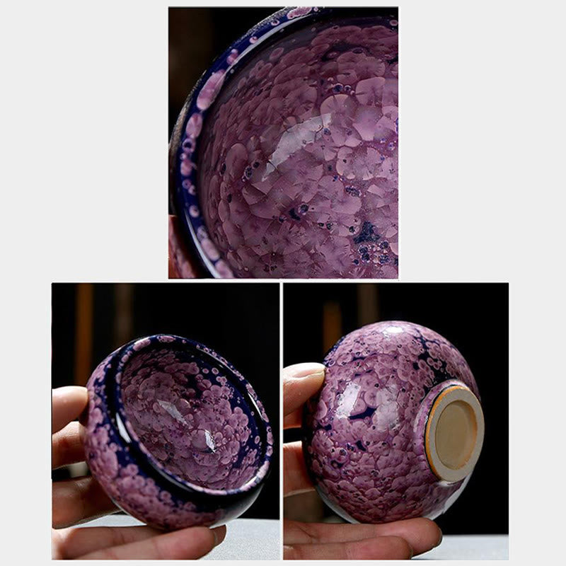 Colorful Iris Flowers Jian Zhan Teacup 110ml Ceramic