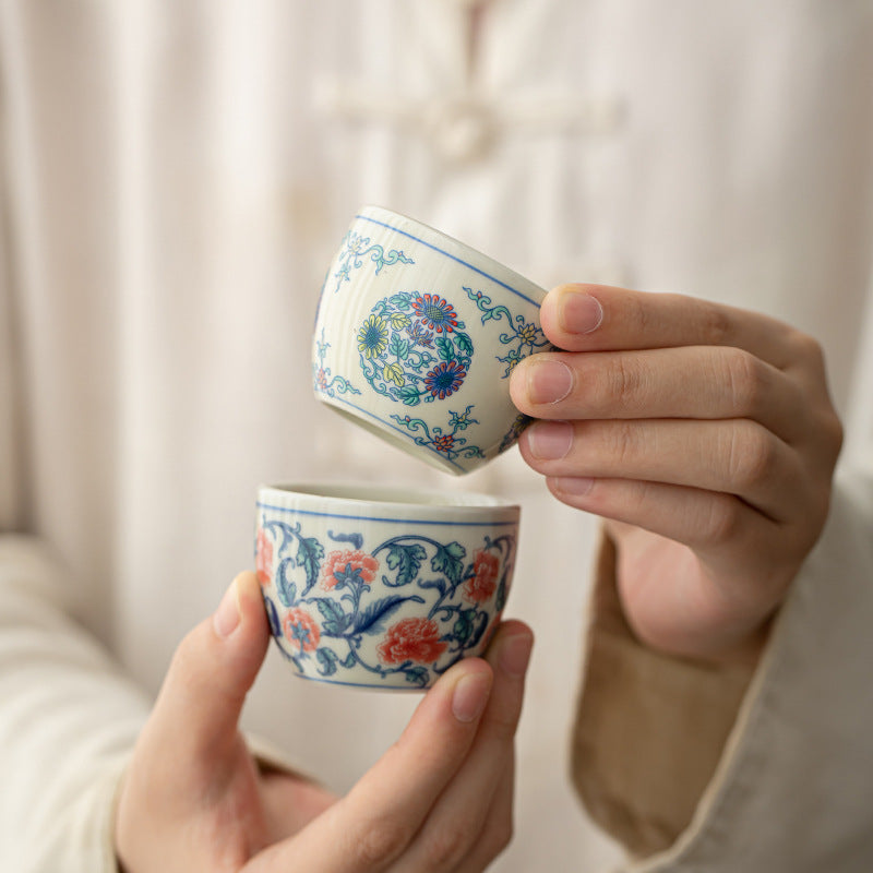 60ml Koi Fish Arowana Ceramic Teacup for Zen Decor