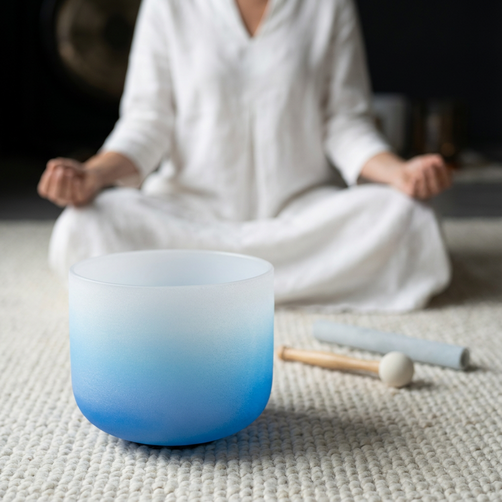 Crystal Singing Bowl - Throat Chakra G Note Meditation Bowl