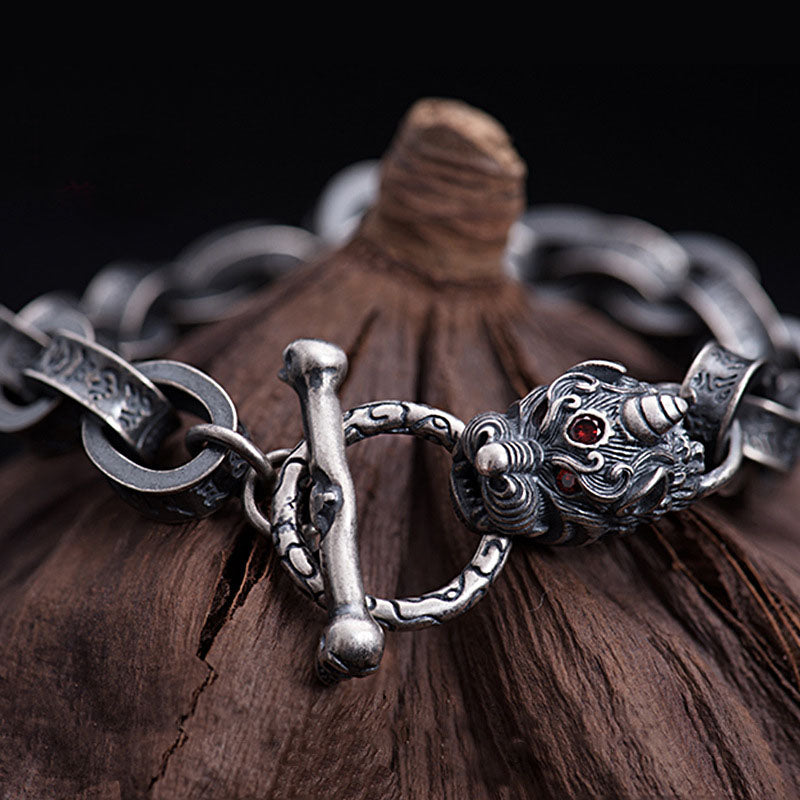 925 Sterling Silver Dragon Bracelet for Luck and Strength