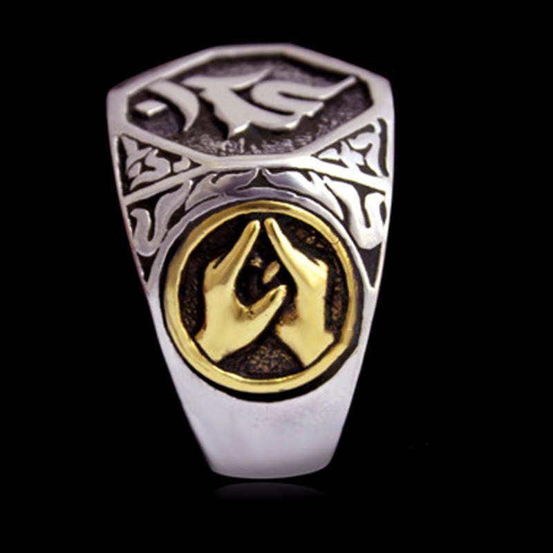 925 Sterling Silver Sanskrit Protection Spiritual Ring Adjustable