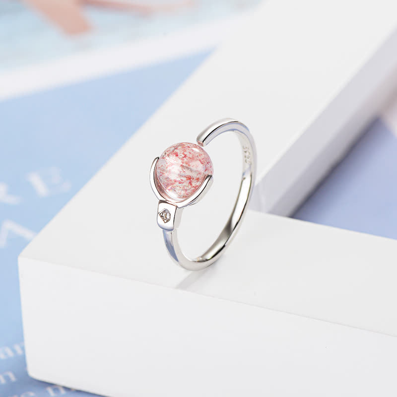 6mm Pink Crystal Soothing Ring Promoting Self-Love