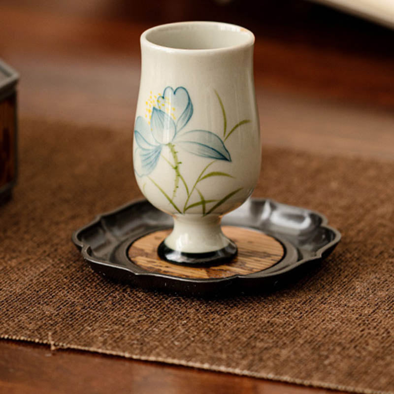 Hand Painted Lotus Ceramic Teacup 70ml | Kung Fu Tea