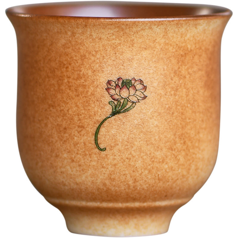 Dunhuang Lotus Ceramic Teacup 90ml for Zen Decor