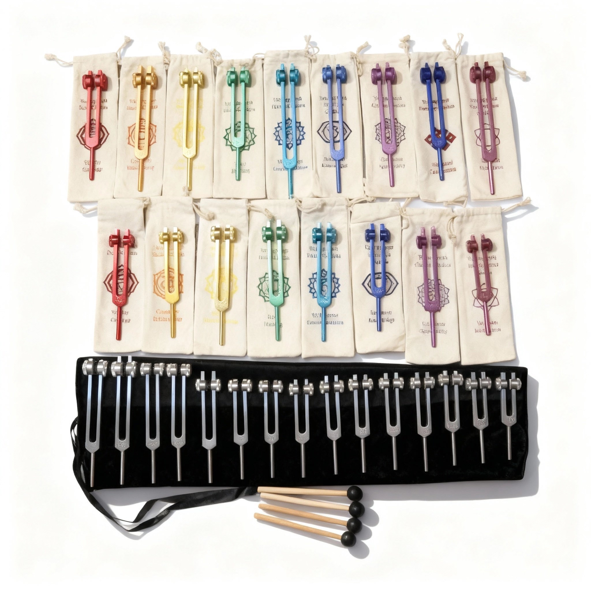 32pc Solfeggio Chakra and Human Frequency Tuning Fork Set