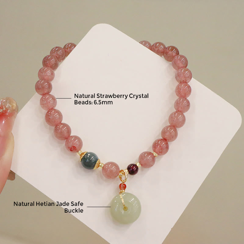 6.5mm Strawberry Quartz Jade Healing Bracelet for Peace