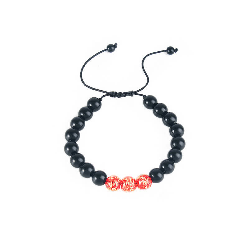 10mm Black Obsidian Strength Bracelet with Glowstone