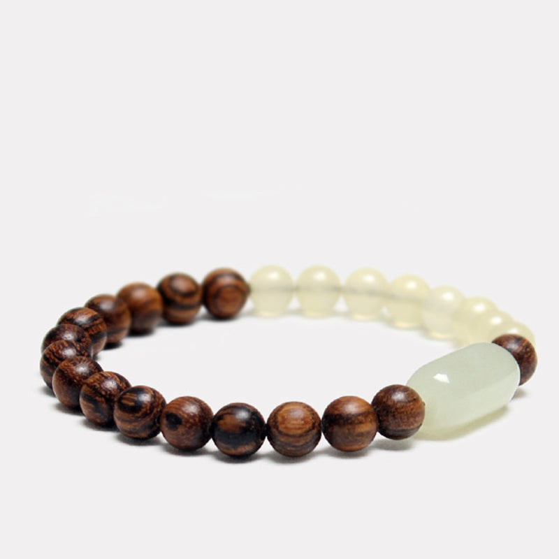 8mm Jade Sandalwood Mala Luck Abundance Bracelet