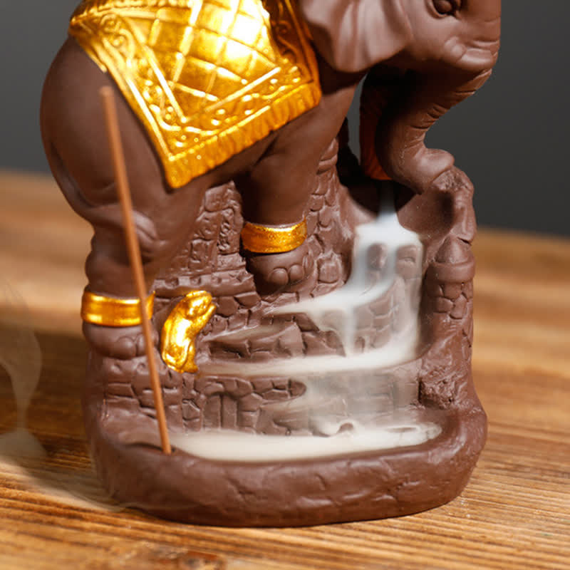 Purple Clay Tibetan Elephant Backflow Incense Burner for Peace