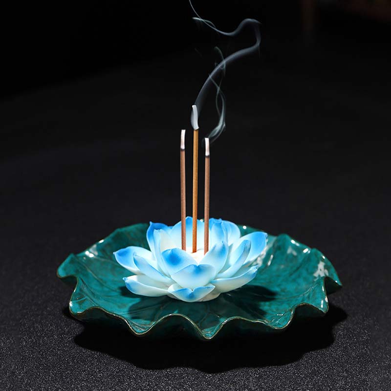 Tibetan Lotus Ceramic Incense Burner | Blessing Decor