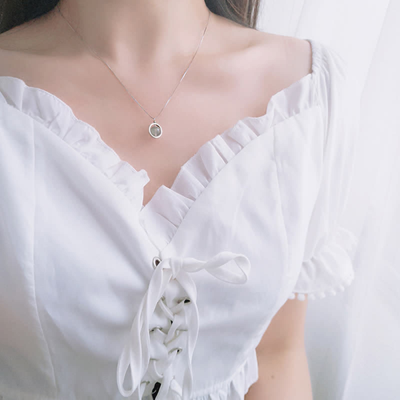 Moonstone Necklace Pendant 925 Sterling Silver Love Planet Rotatable