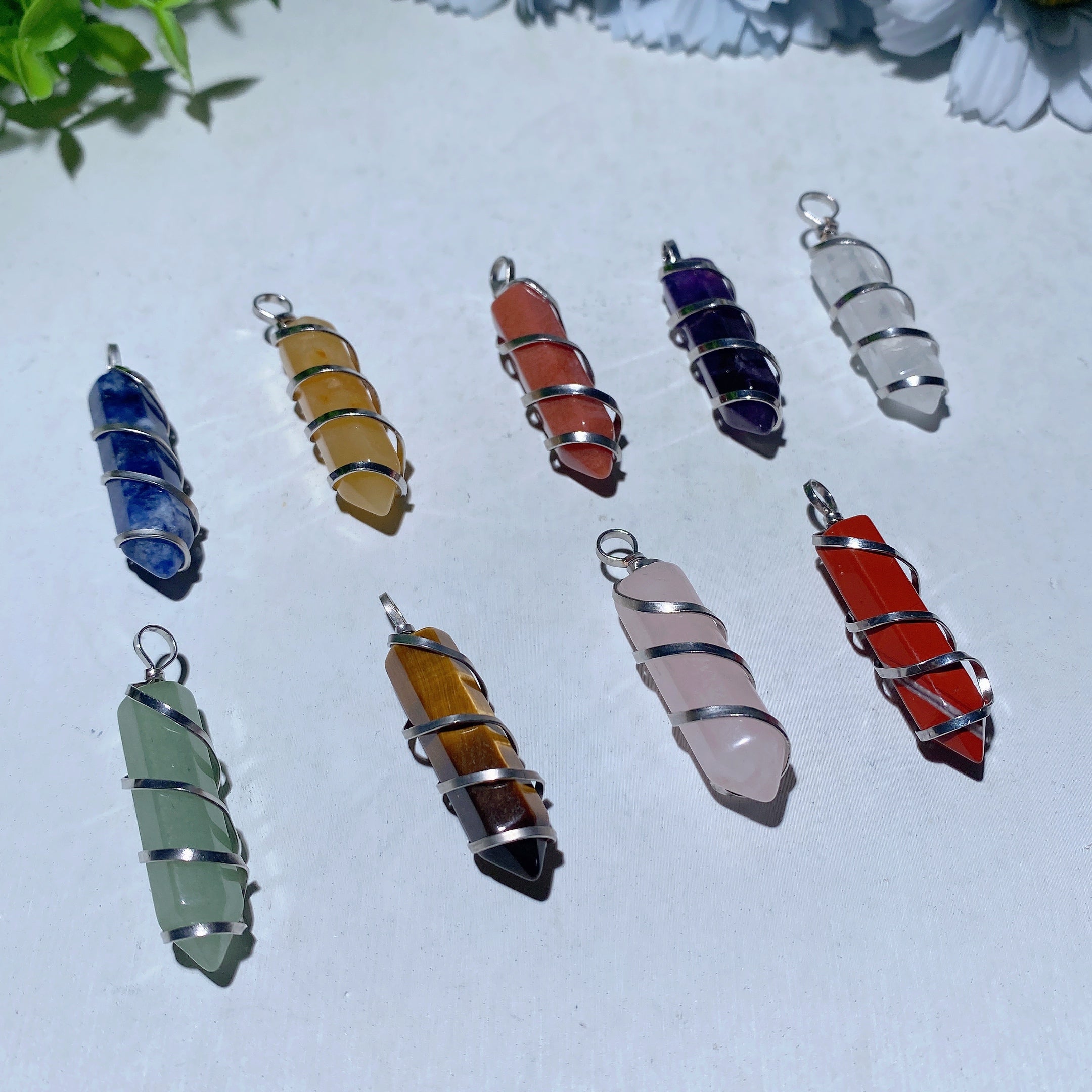 1.0 inch Mixed Crystal Healing Point Pendant Necklace