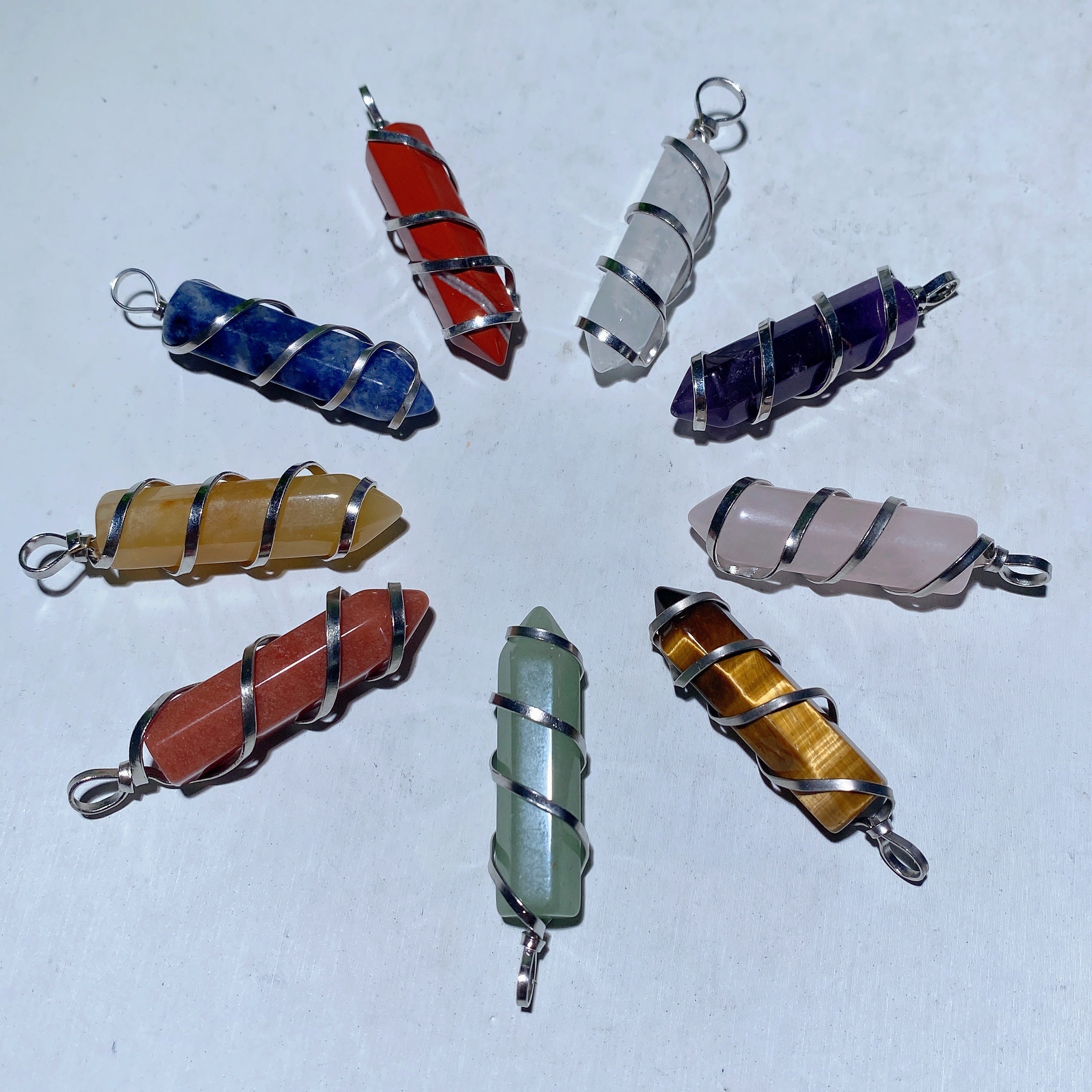 1.0 inch Mixed Crystal Healing Point Pendant Necklace