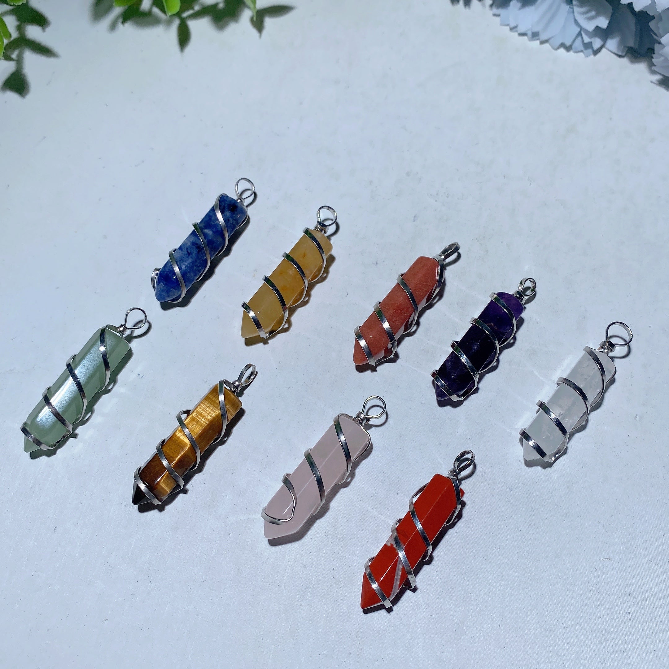 1.0 inch Mixed Crystal Healing Point Pendant Necklace