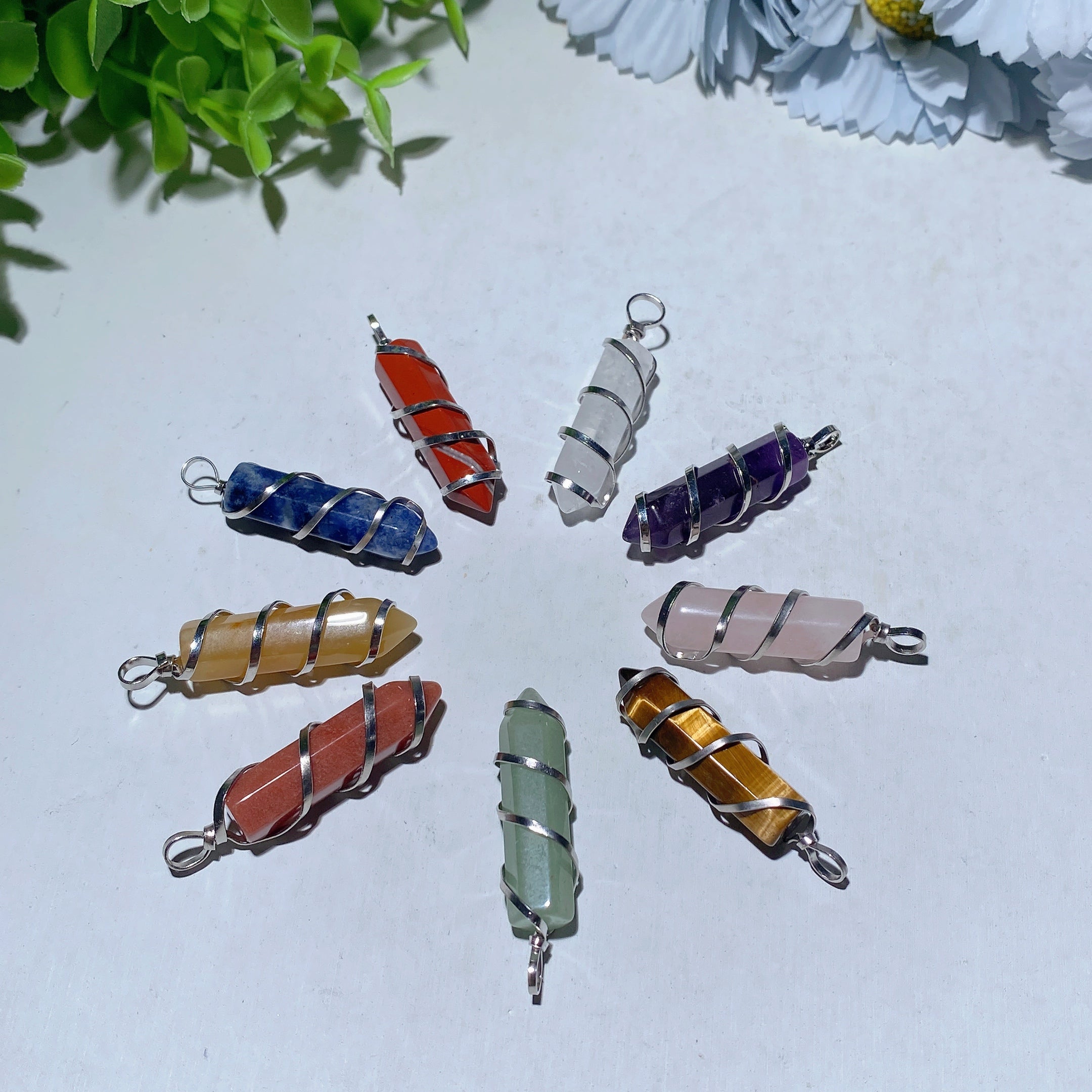 1.0 inch Mixed Crystal Healing Point Pendant Necklace