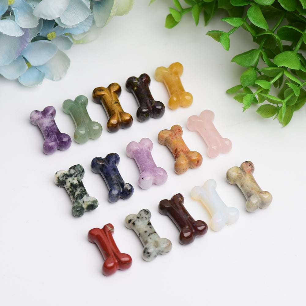 1.0 Inch Mixed Crystal Mini Bone Carvings for Jewelry