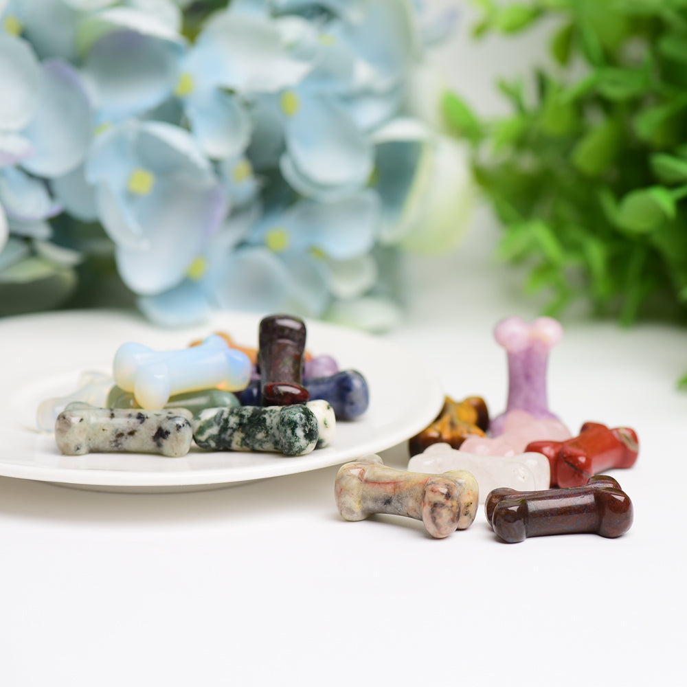 1.0 Inch Mixed Crystal Mini Bone Carvings for Jewelry