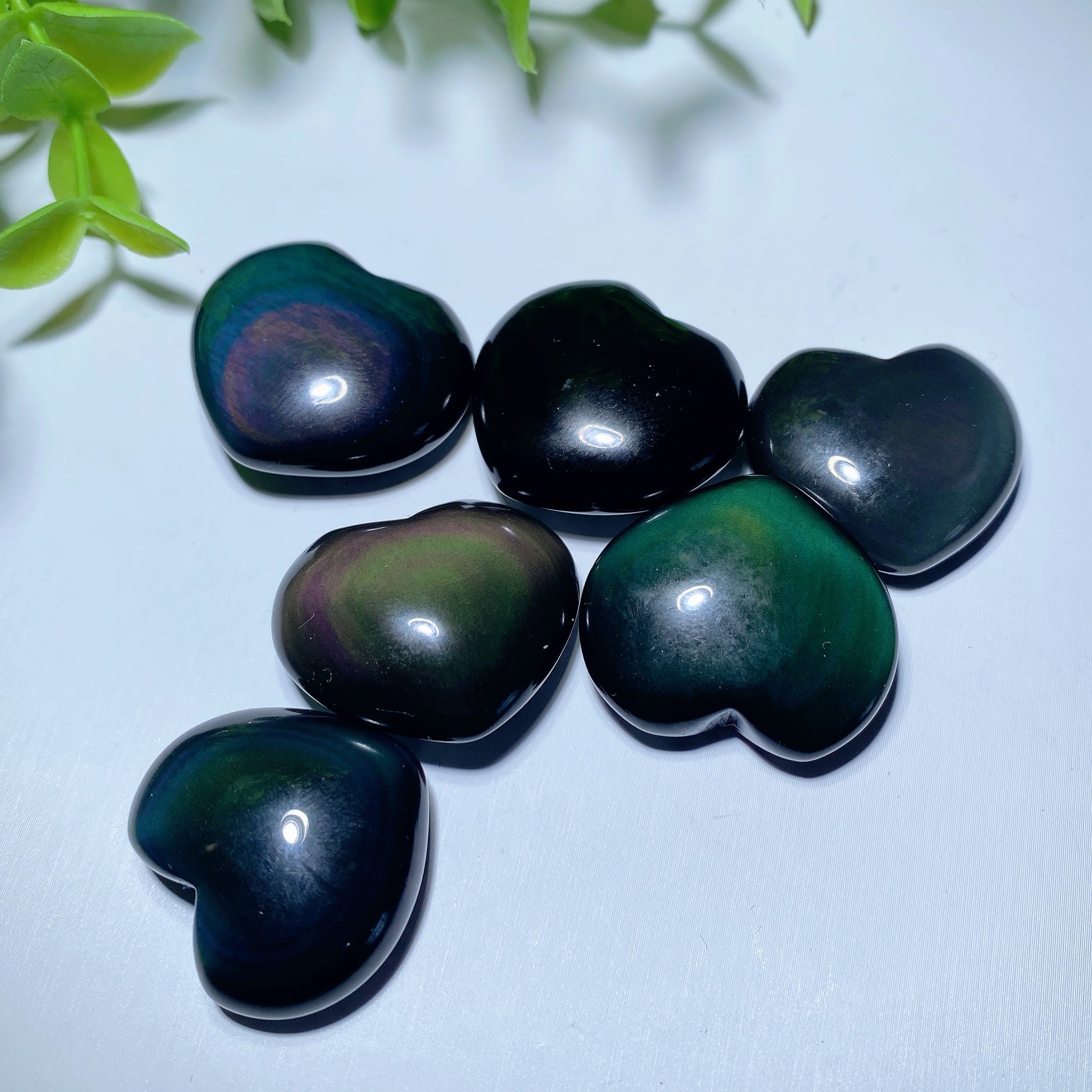 1.0 inch Rainbow Obsidian Heart Crystal for Healing & Protection