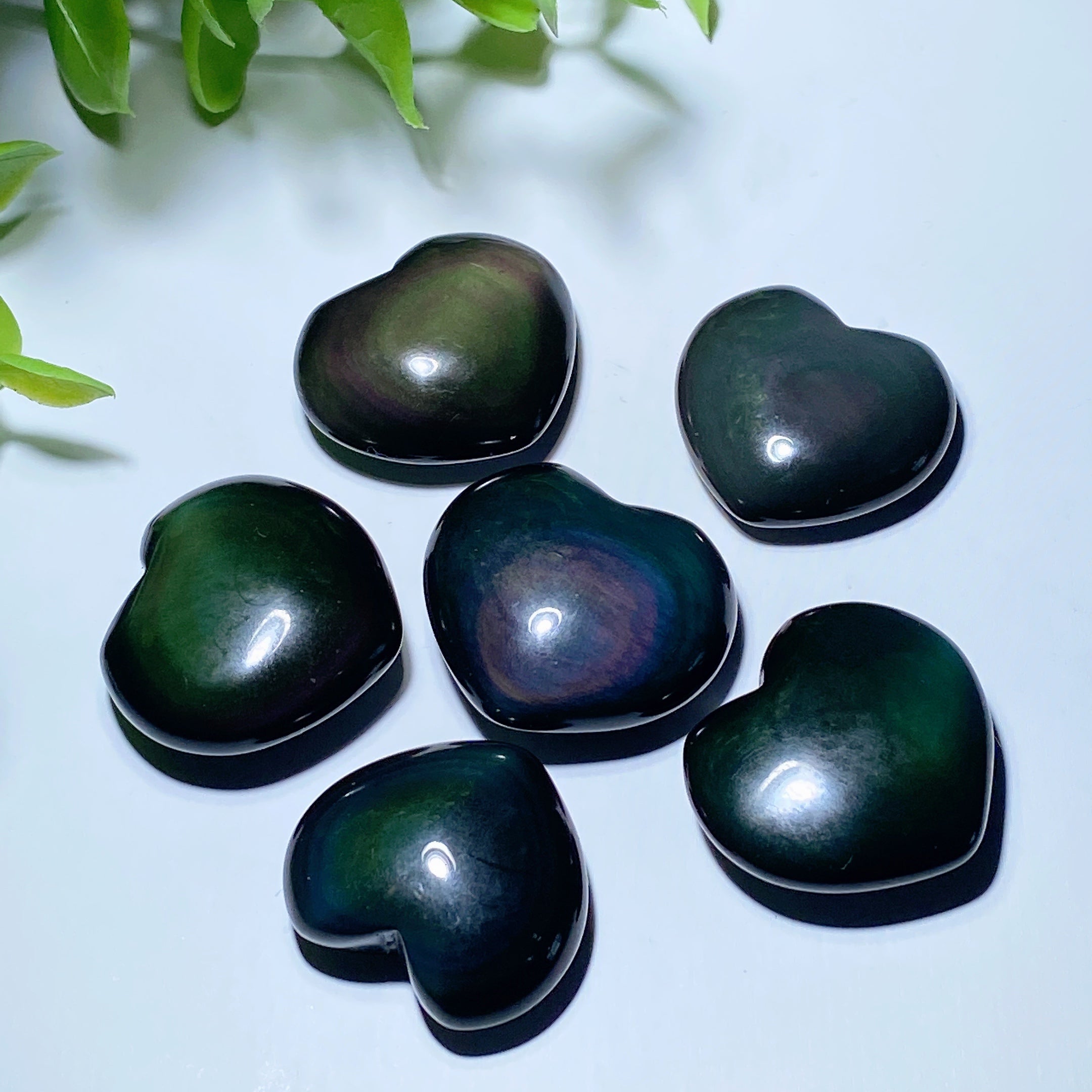 1.0 inch Rainbow Obsidian Heart Crystal for Healing & Protection