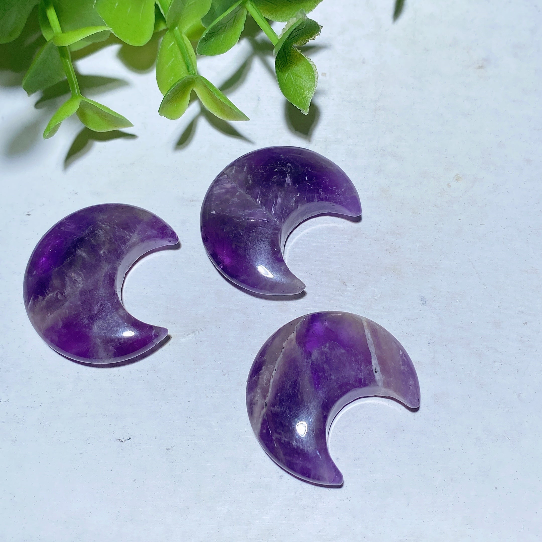 1.1 inch Amethyst Moon Star Crystal Figurines for Healing