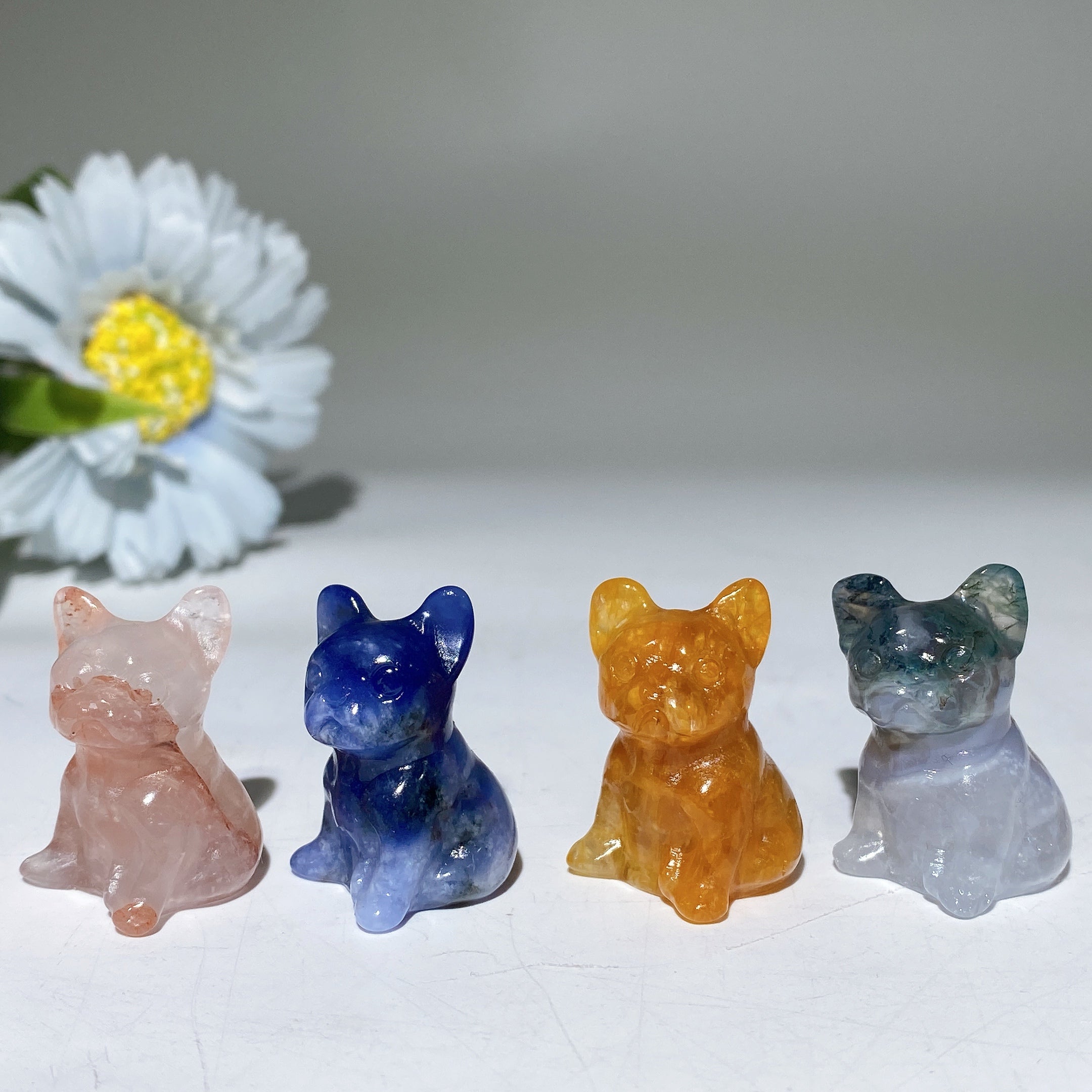 1.1 inch Crystal Bulldog Figurine Carvings Spiritual Animal Totem