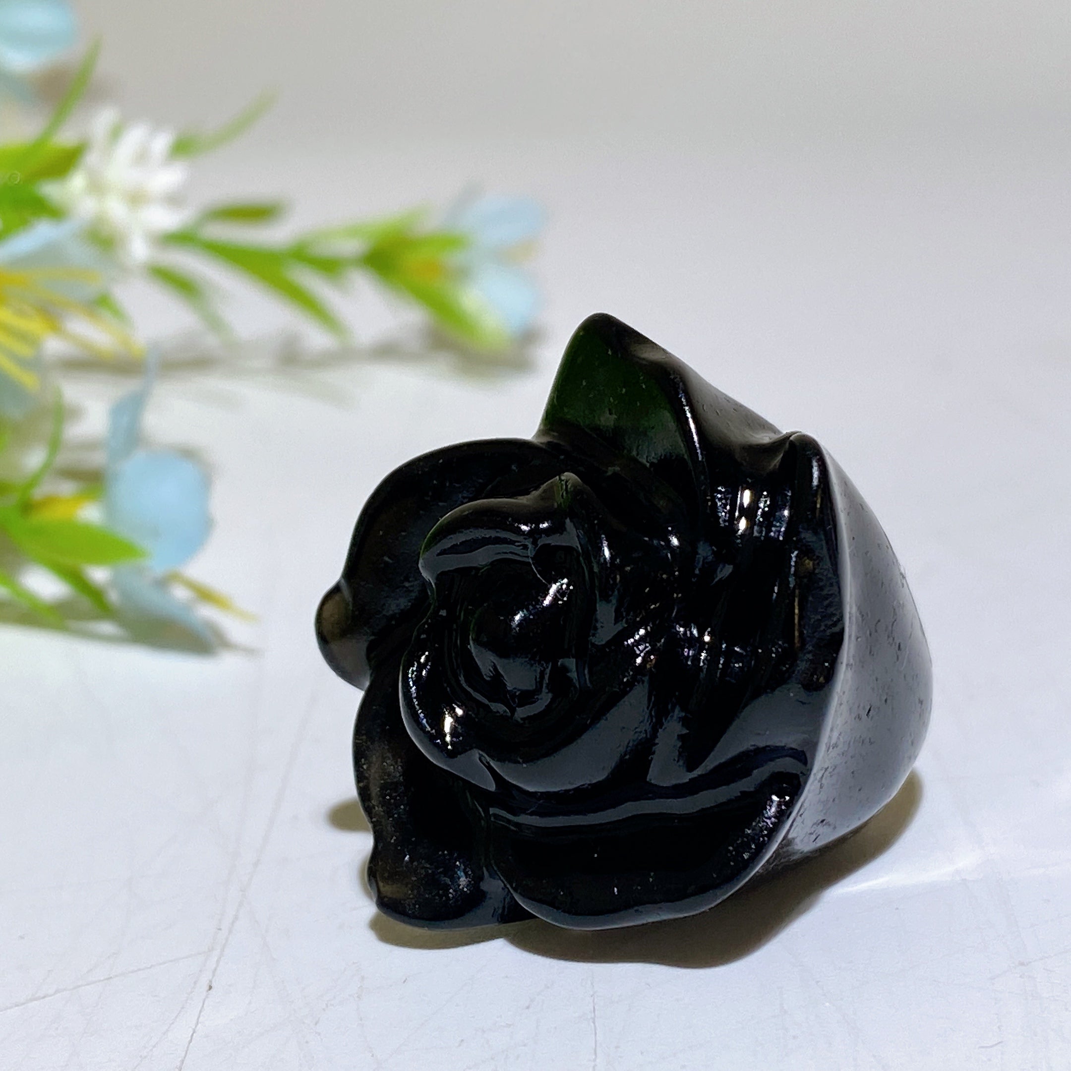 1.1 inch Crystal Flower Carving Figurine for Healing Energy