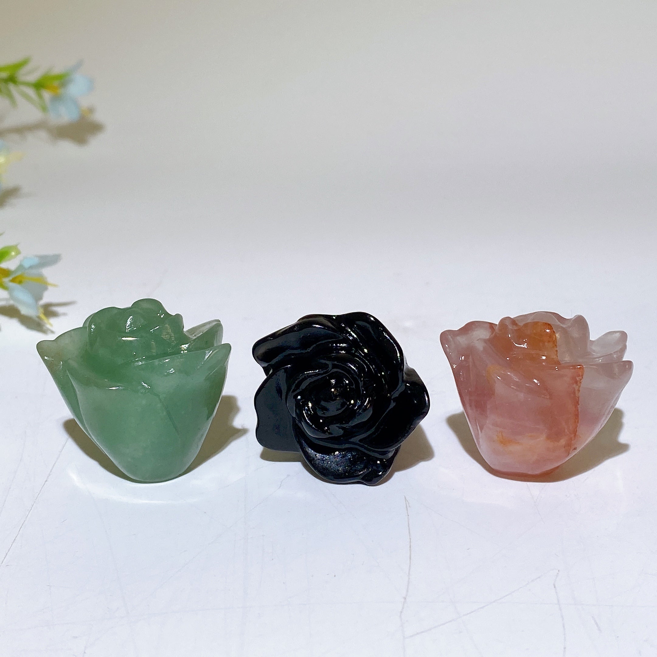 1.1 inch Crystal Flower Carving Figurine for Healing Energy