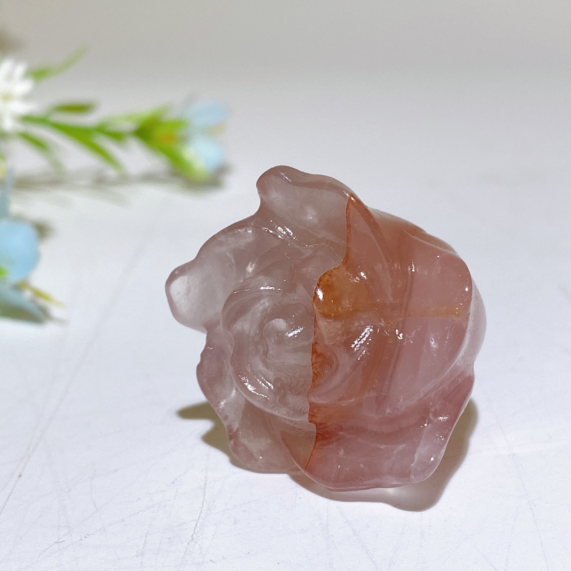 1.1 inch Crystal Flower Carving Figurine for Healing Energy