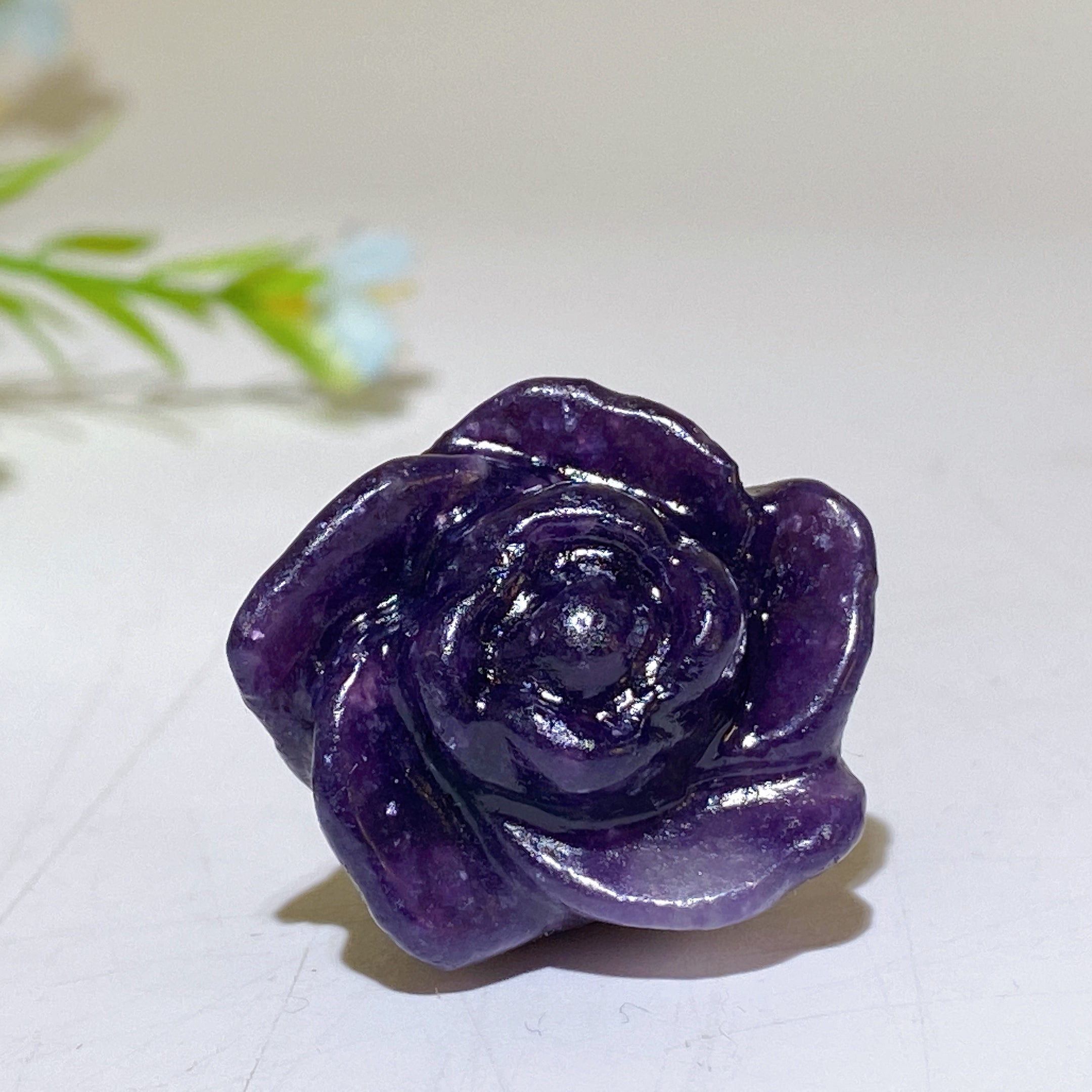 1.1 inch Crystal Flower Carving Figurine for Healing Energy